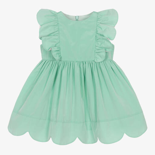 Stella McCartney Kids-Baby Girls Green Frilled Taffeta Dress | Childrensalon Outlet