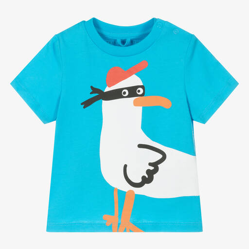 Stella McCartney Kids-Boys Blue Organic Cotton Seagull T-Shirt | Childrensalon Outlet