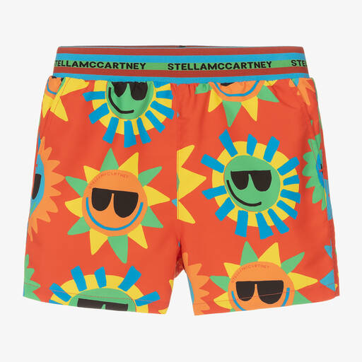 Stella McCartney Kids-Boys Red Sun Print Swim Shorts | Childrensalon Outlet