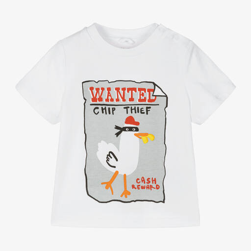 Stella McCartney Kids-Boys White Organic Cotton Seagull T-Shirt | Childrensalon Outlet