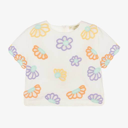 Stella McCartney Kids-Girls Ivory Floral Linen Blouse | Childrensalon Outlet