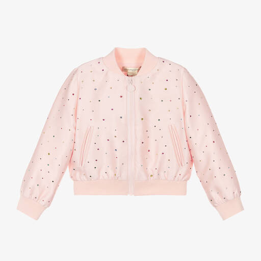 Stella McCartney Kids-Girls Pink Satin Diamanté Jacket | Childrensalon Outlet