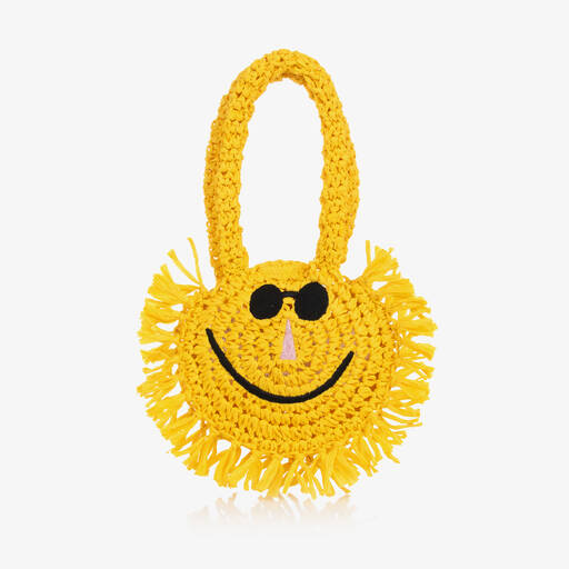 Stella McCartney Kids-Girls Yellow Straw Sun Bag (16cm) | Childrensalon Outlet