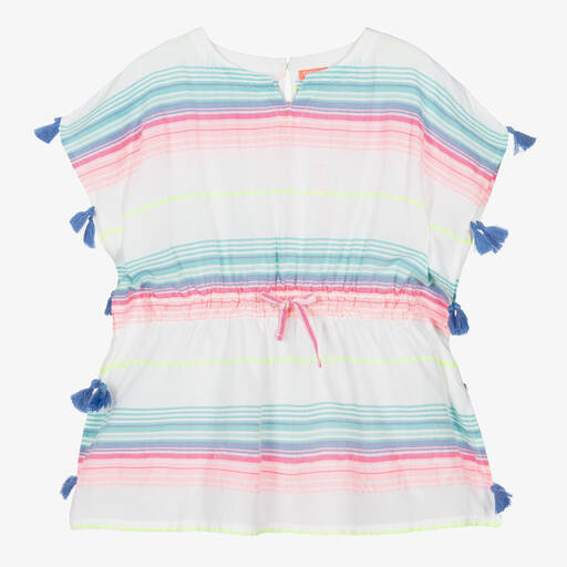 Sunuva-Girls White Striped Tassel Kaftan | Childrensalon Outlet