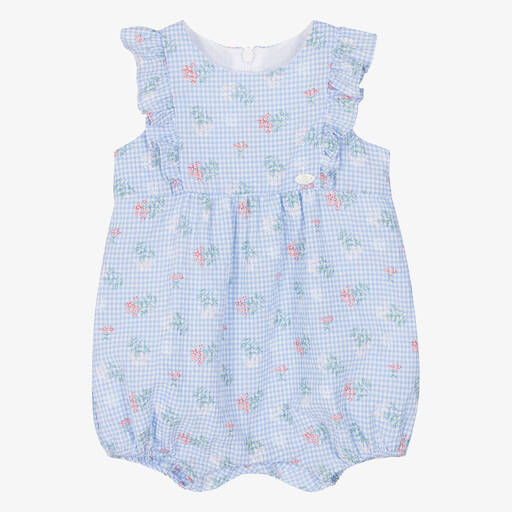 Tartine et Chocolat-Baby Girls Blue Gingham Floral Shortie | Childrensalon Outlet