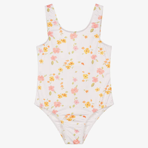 The New Society-Girls White Floral Swimsuit | Childrensalon Outlet