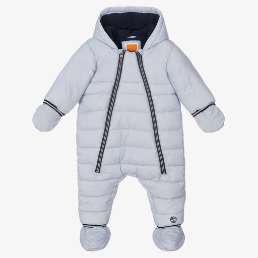 Timberland-Blue Padded Baby Snowsuit  | Childrensalon Outlet