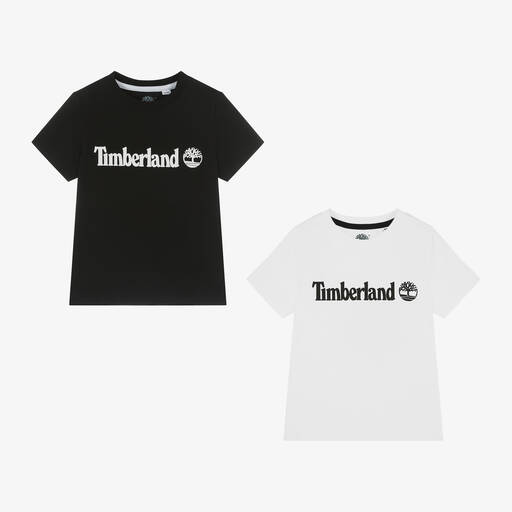 Timberland-Boys Black & White Cotton T-Shirts (2 Pack) | Childrensalon Outlet