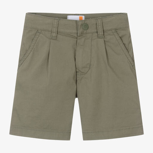 Timberland-Boys Green Cotton Chino Shorts  | Childrensalon Outlet