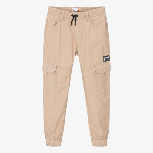 Timberland-Teen Boys Beige Cotton Cargo Trousers | Childrensalon Outlet