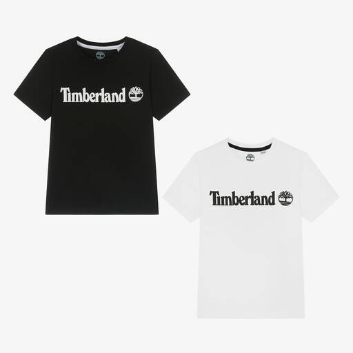 Timberland-Teen Boys Black & White Cotton T-Shirts (2 Pack) | Childrensalon Outlet