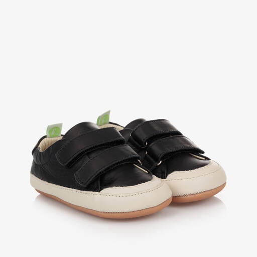 Tip Toey Joey-Schwarze Leder-Sneakers für Babys   | Childrensalon Outlet