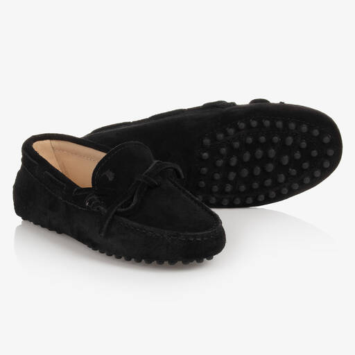 Tod's-حذاء موكاسين جلد شامواه لون أسود | Childrensalon Outlet