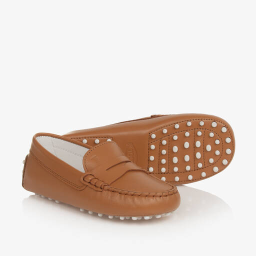 Tod's-Brown Leather Moccasin Shoes | Childrensalon Outlet