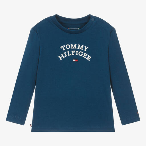 Tommy Hilfiger-توب قطن جيرسي لون أزرق للمواليد | Childrensalon Outlet