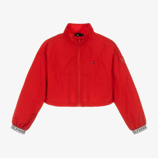 Tommy Hilfiger-Girls Red Cropped Windbreaker Jacket | Childrensalon Outlet