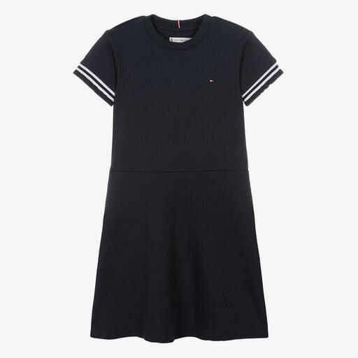 Tommy Hilfiger-Teen Girls Blue Cotton Rib Jersey Dress | Childrensalon Outlet