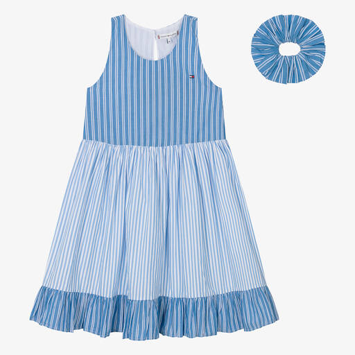 Tommy Hilfiger-Teen Girls Blue Cotton Stripe Dress | Childrensalon Outlet