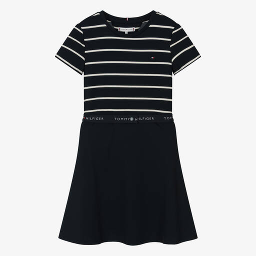 Tommy Hilfiger-Teen Girls Navy Blue Jersey Skater Dress | Childrensalon Outlet