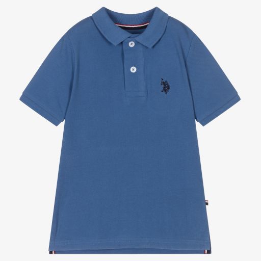U.S. Polo Assn.-Boys Blue Cotton Polo Shirt | Childrensalon Outlet
