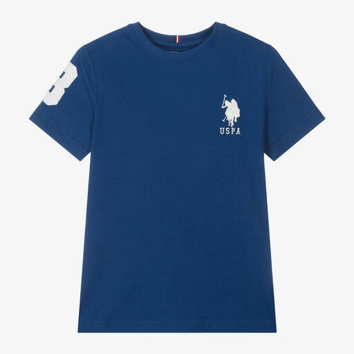 U.S. Polo Assn.-Boys Blue Cotton T-Shirt | Childrensalon Outlet