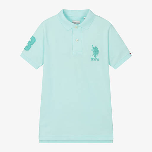 U.S. Polo Assn.-Boys Blue Embroidered Cotton Polo Shirt | Childrensalon Outlet