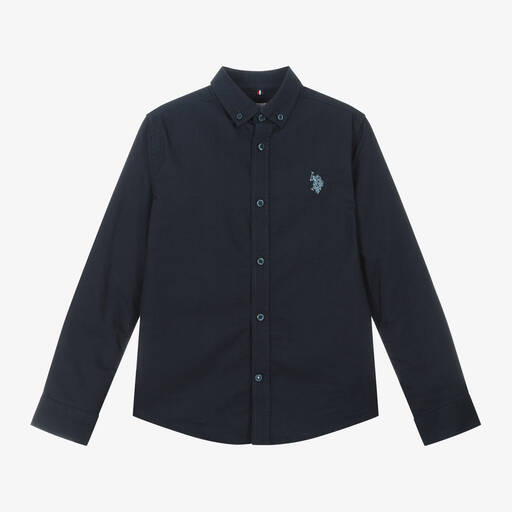 U.S. Polo Assn.-Boys Navy Blue Oxford Cotton Shirt | Childrensalon Outlet