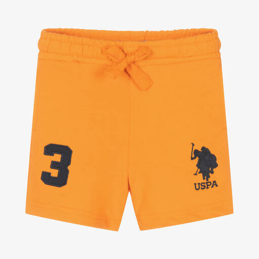 U.S. Polo Assn.-Boys Orange Cotton Logo Shorts | Childrensalon Outlet