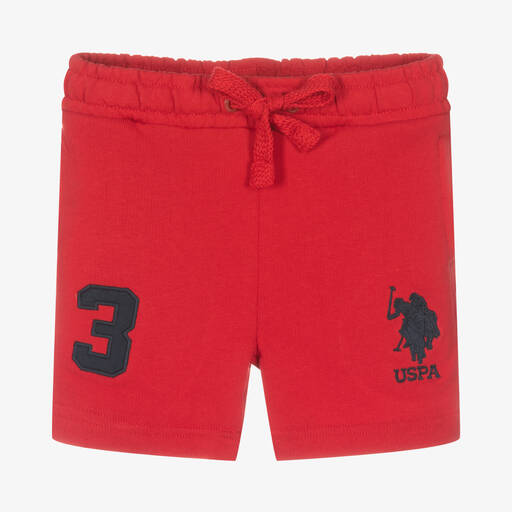 U.S. Polo Assn.-Boys Red Cotton Logo Shorts | Childrensalon Outlet