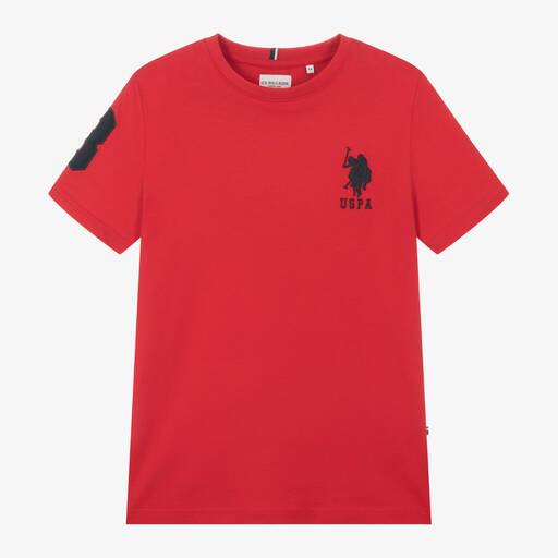 U.S. Polo Assn.-Boys Red Cotton T-Shirt | Childrensalon Outlet