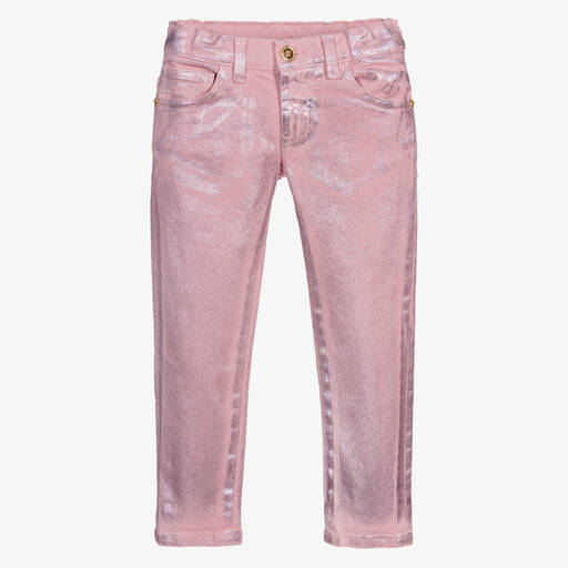 Versace-Джинсы цвета розовый металлик для девочек | Childrensalon Outlet