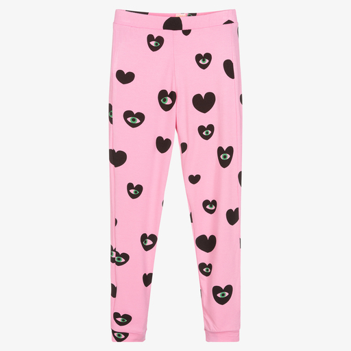 Wauw Capow-Girls Pink Heart Leggings | Childrensalon Outlet