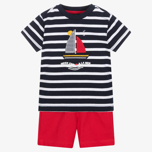 Week-end à la mer-Ensemble short bleu rayé garçon | Childrensalon Outlet