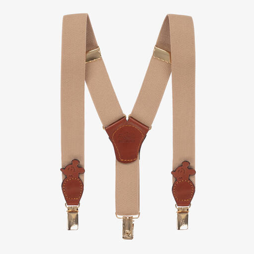 Zaccone-Beige Cotton & Leather Braces | Childrensalon Outlet