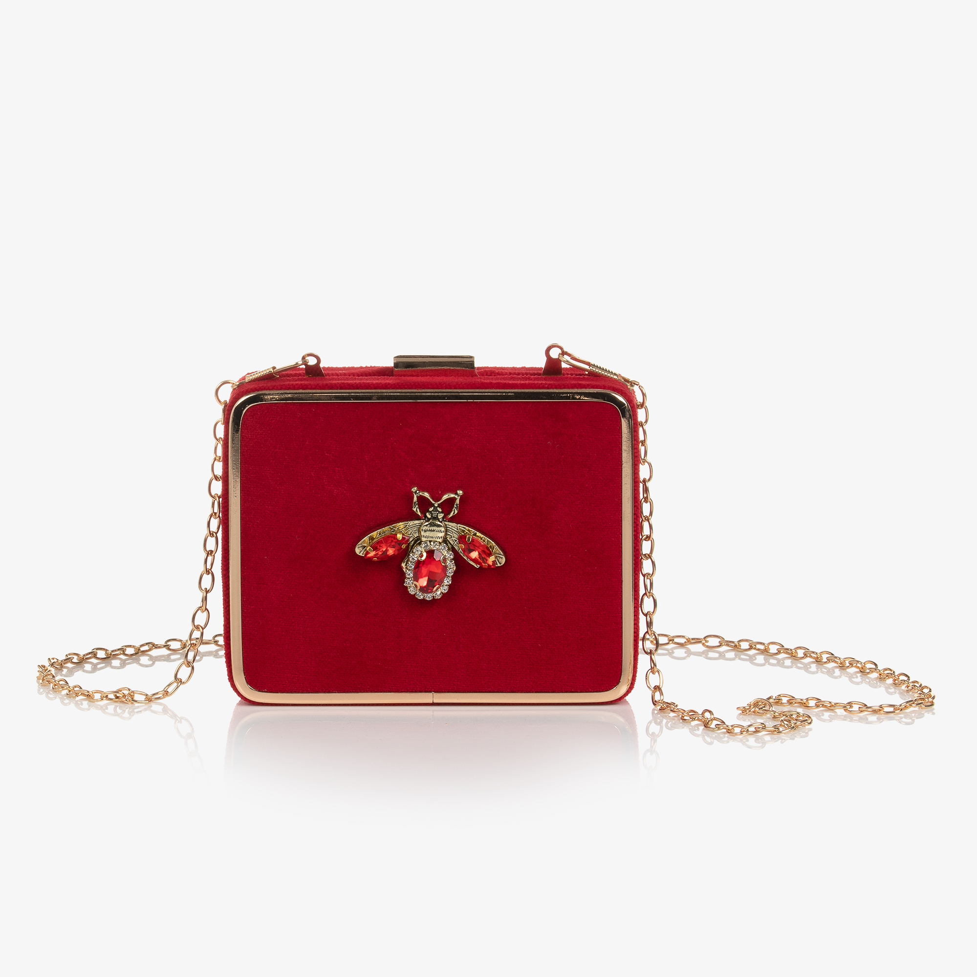 Gucci - Web Bee Detail Leather Small Crossbody Bag Red | www.luxurybags.eu