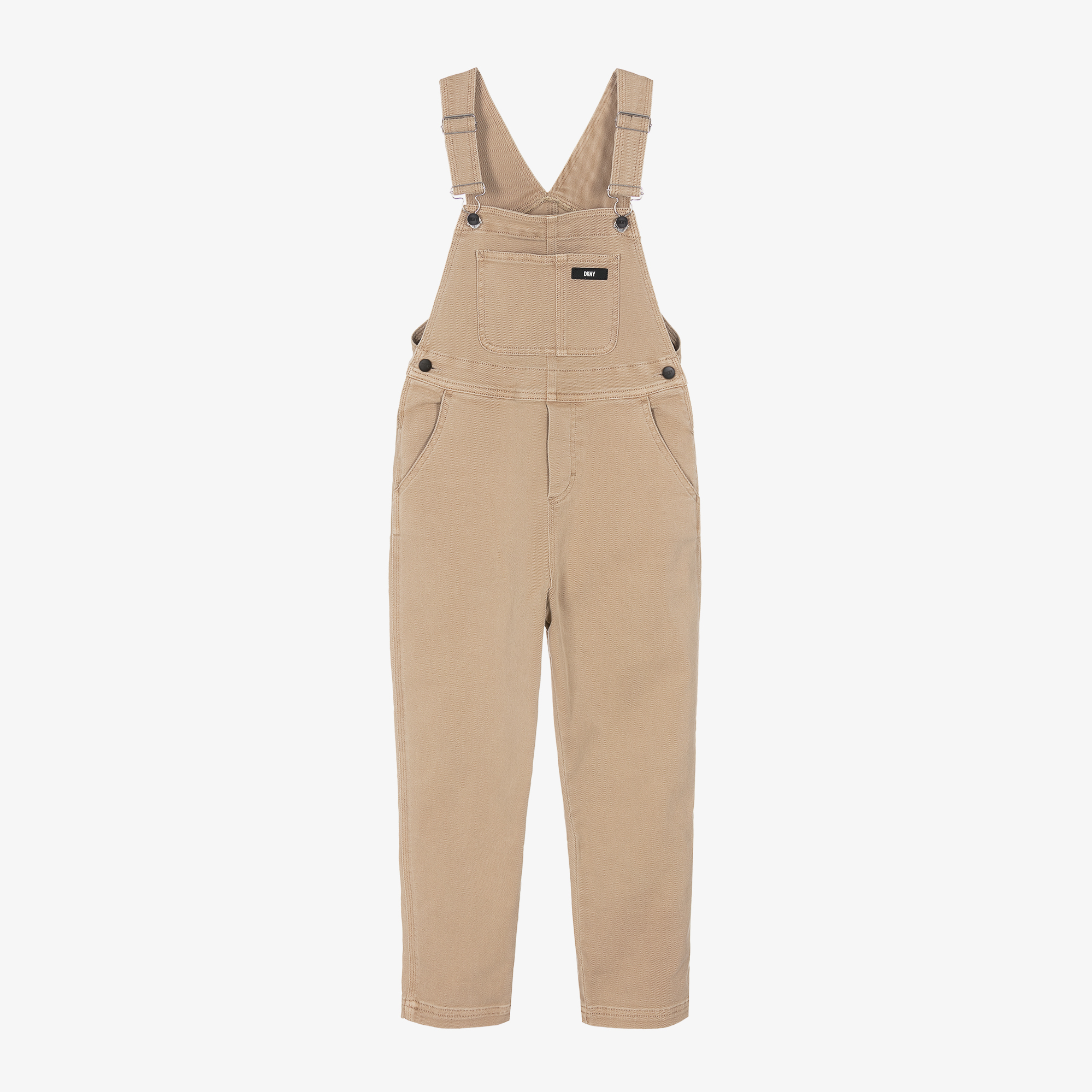Dkny Kids logo-patch cotton dungarees - White