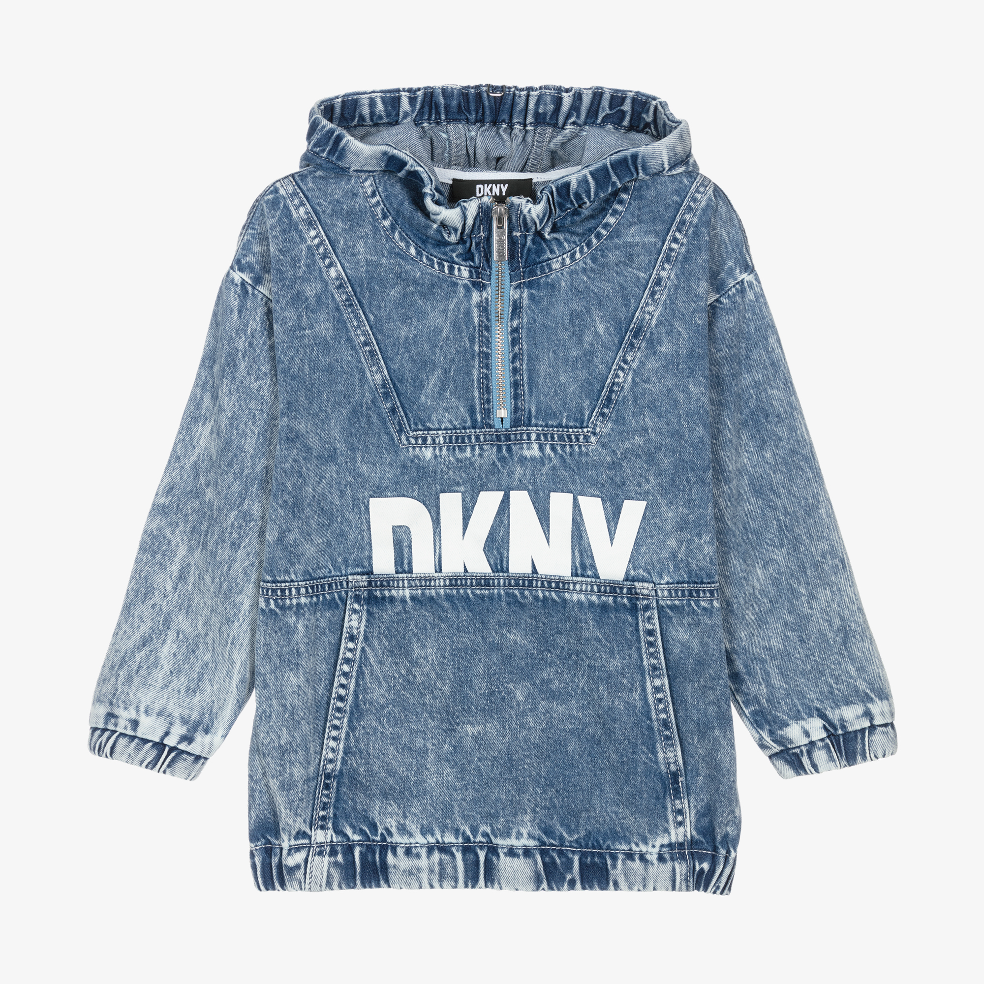 DKNY Blue Acid Wash Denim Hoodie Childrensalon Outlet