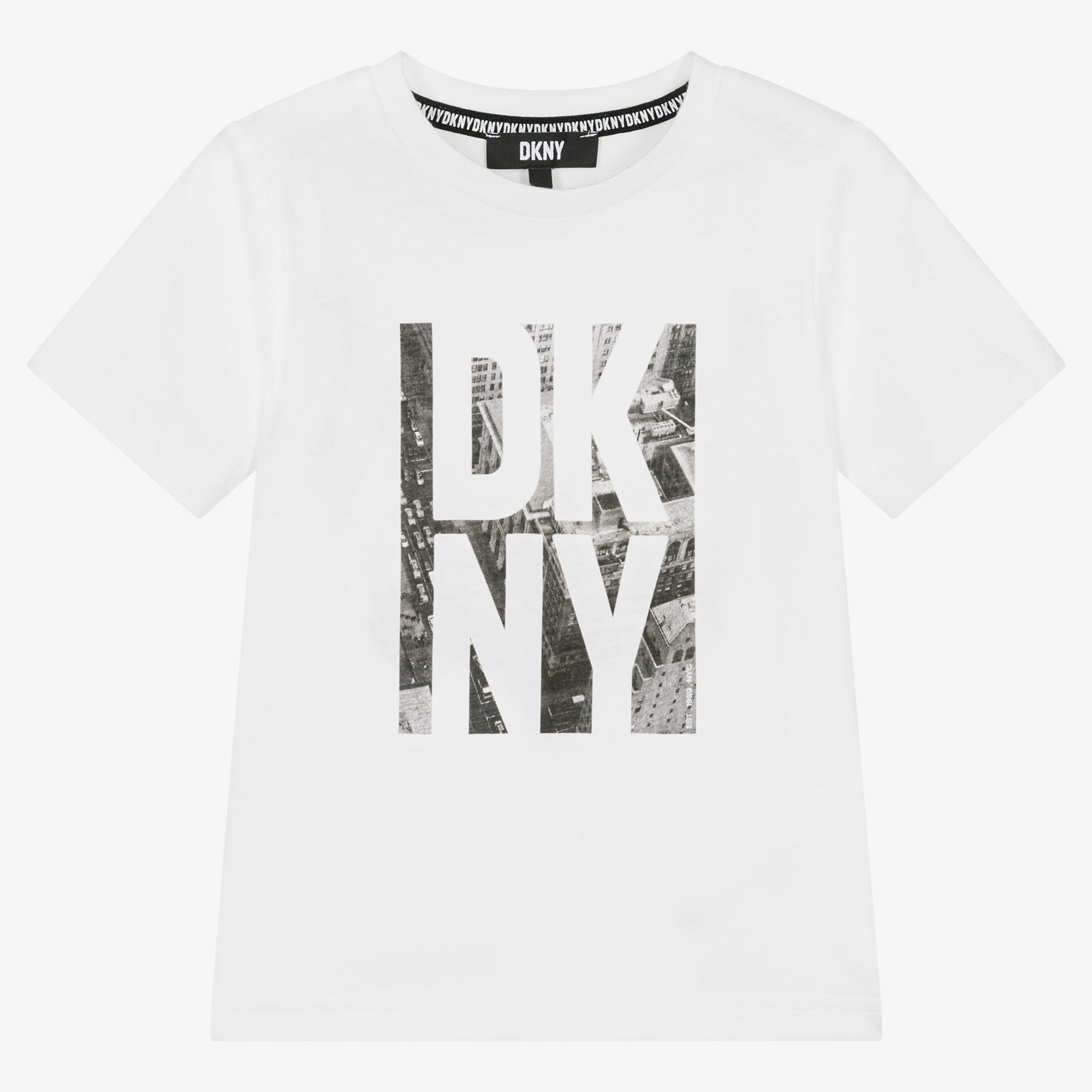 DKNY - Boys White Cotton Logo T-Shirt