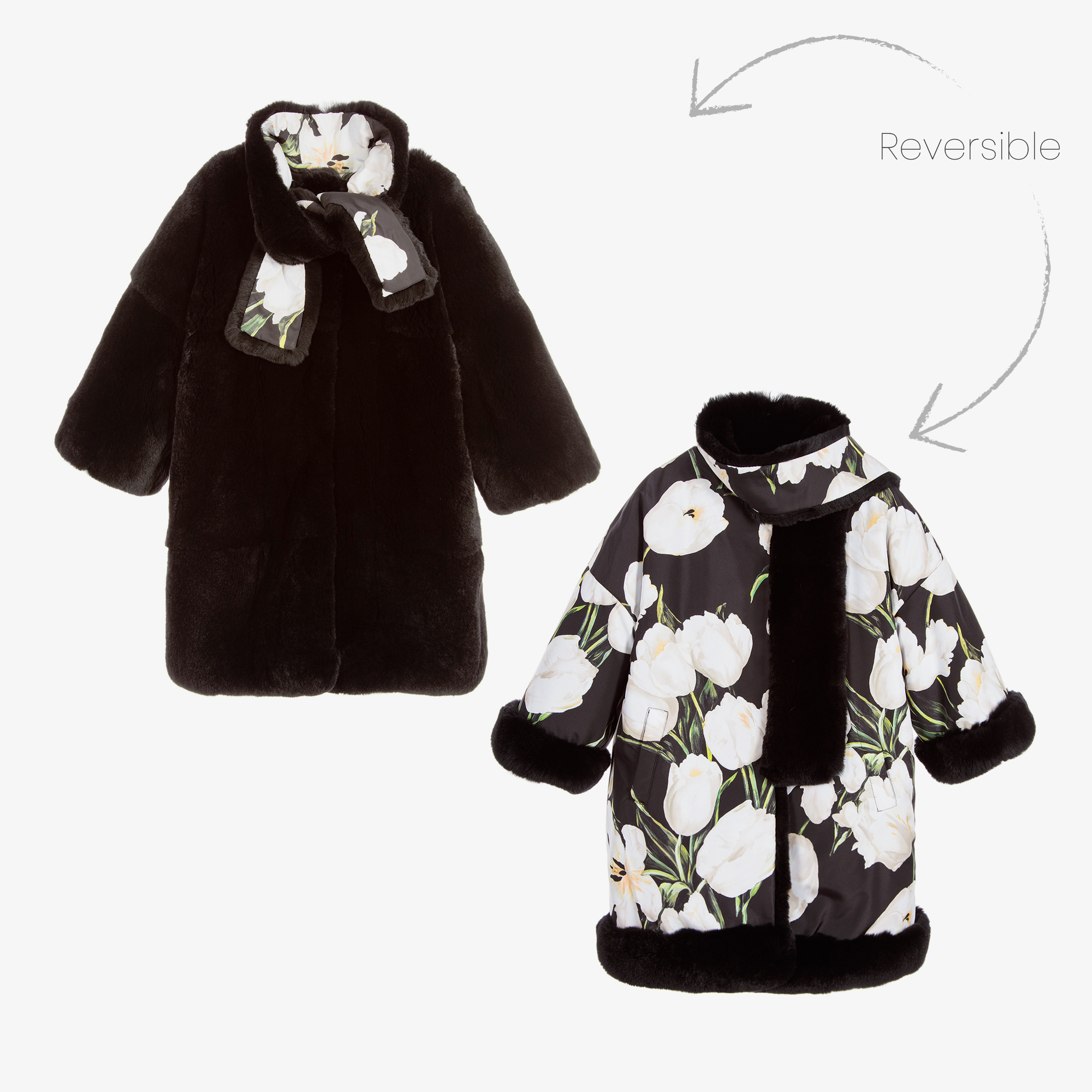 Dolce & Gabbana Black Reversible Fur Coat