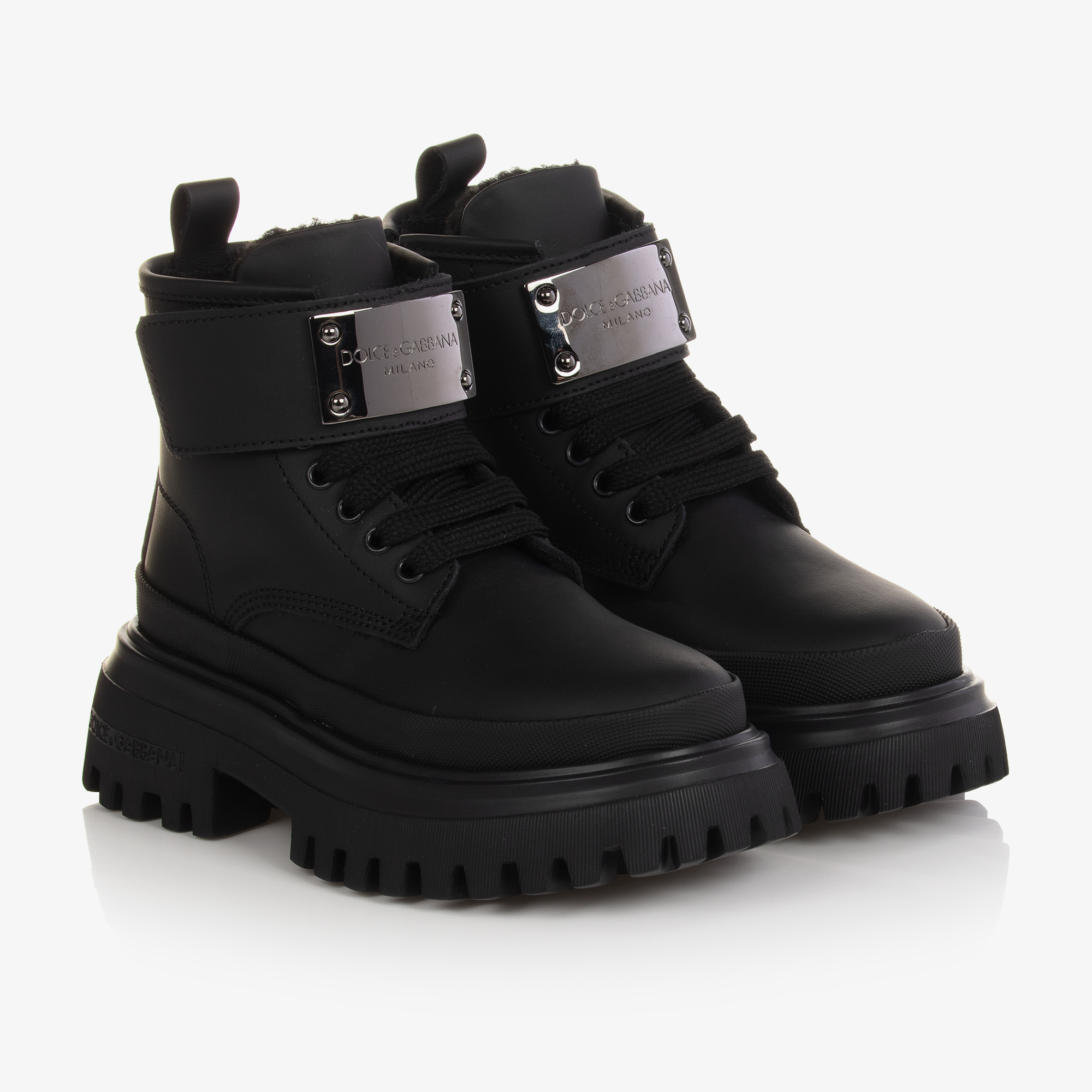 Dolce Gabbana Boys Black Leather Ankle Boots Childrensalon Outlet