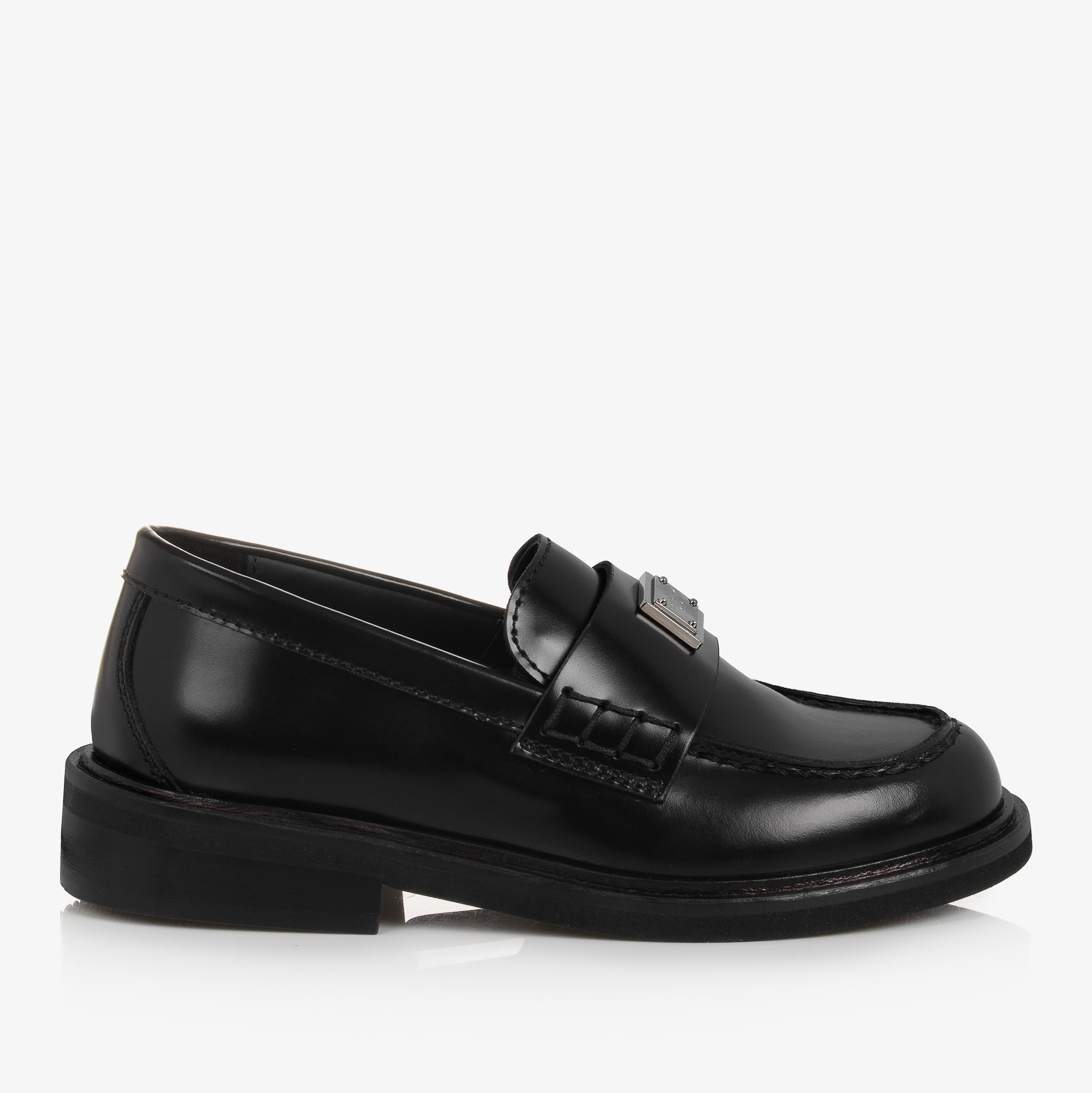 Dolce Gabbana Boys Black Leather Loafers