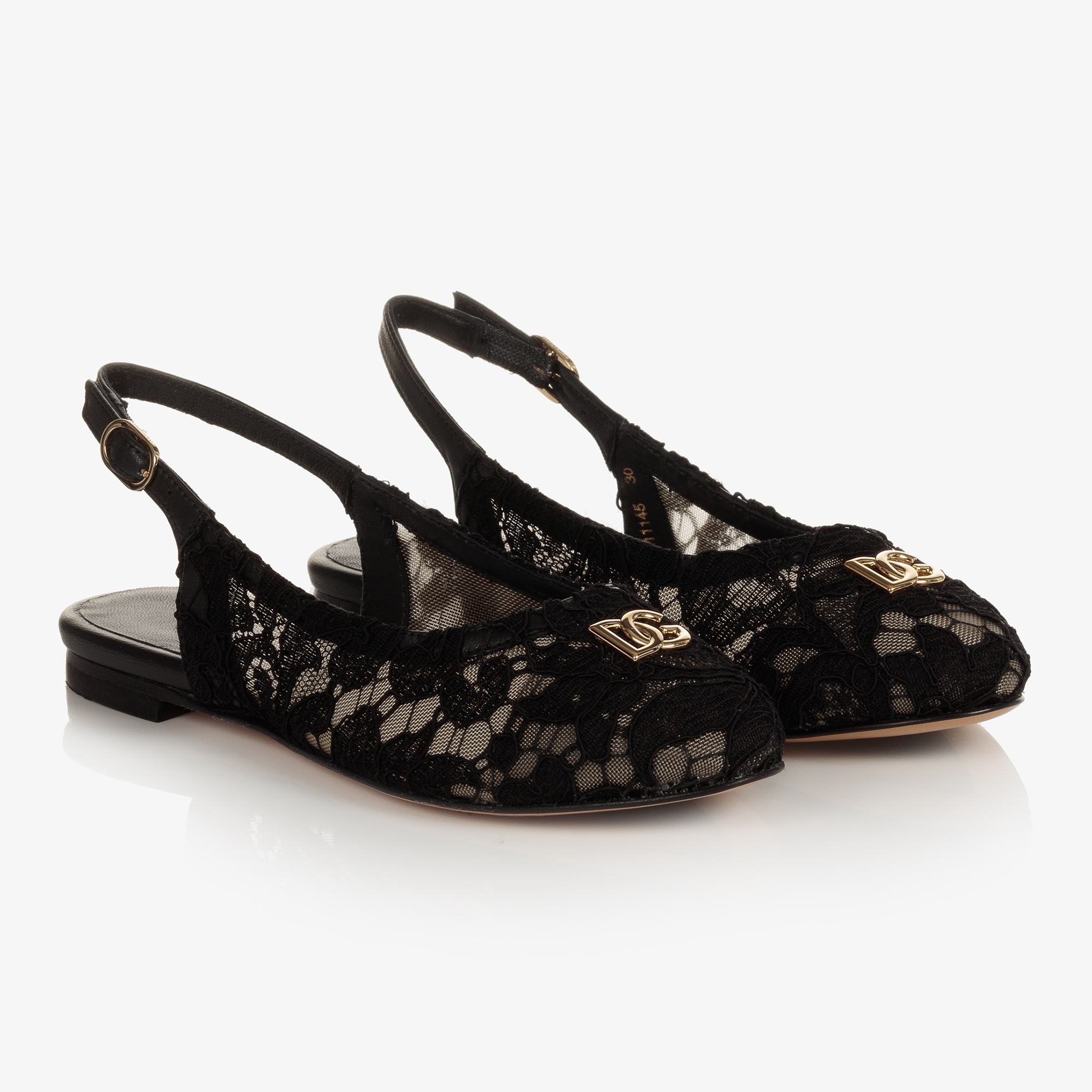 Dolce & Gabbana - Girls Black Lace DG Slingback Pumps