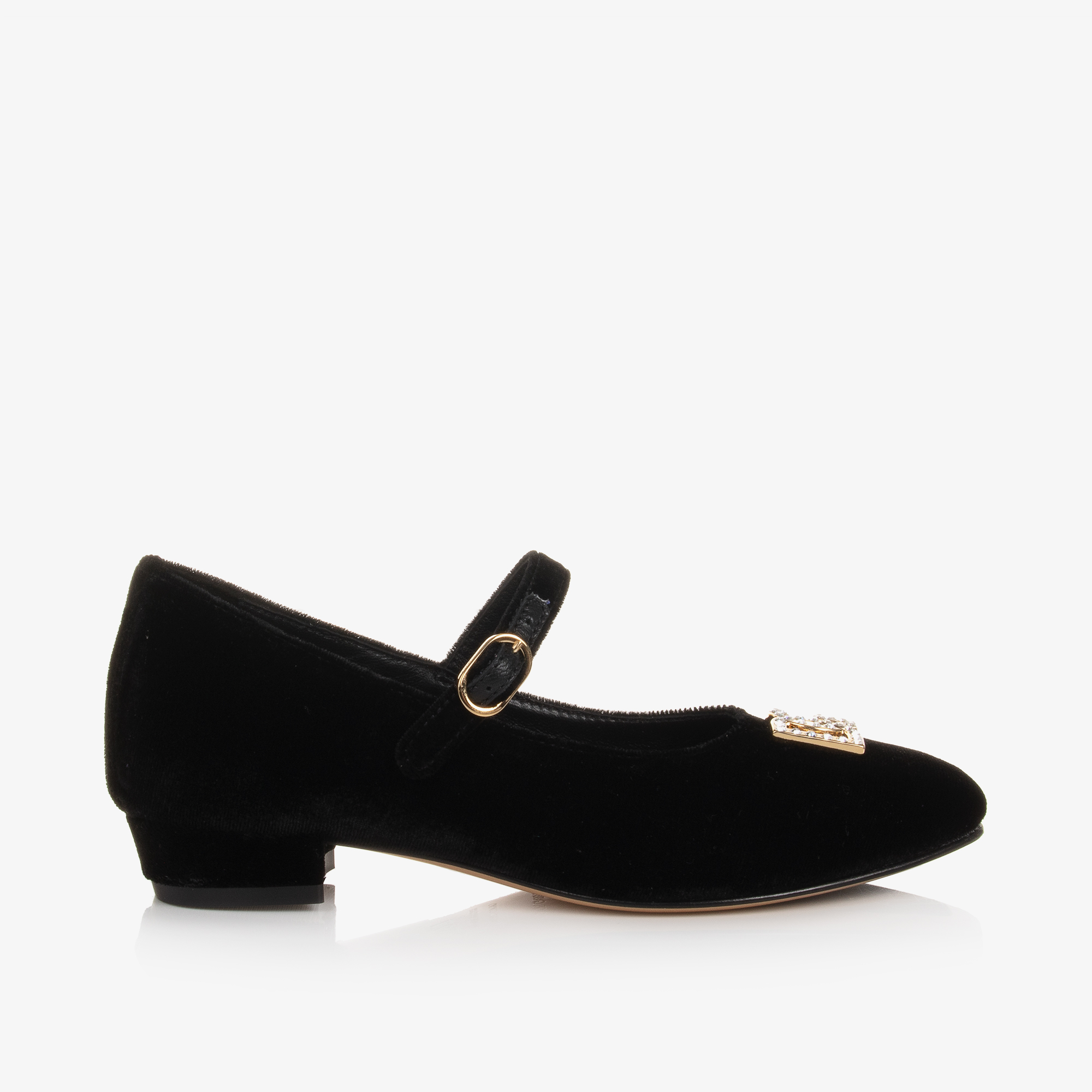 Girls black velvet store shoes