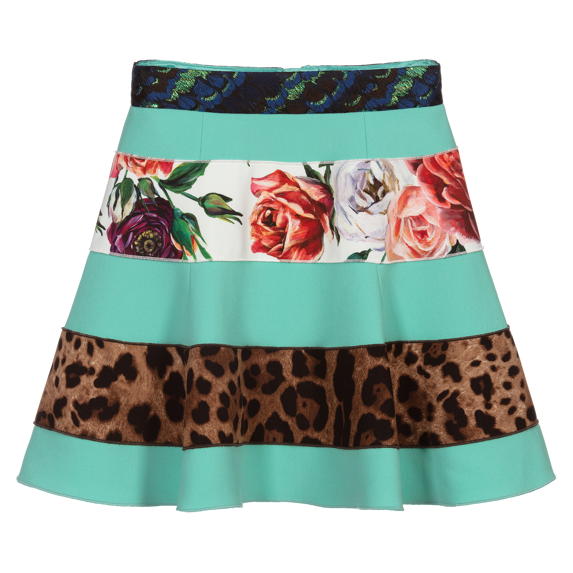 Dolce & Gabbana - Girls Green Patchwork Skirt | Childrensalon Outlet