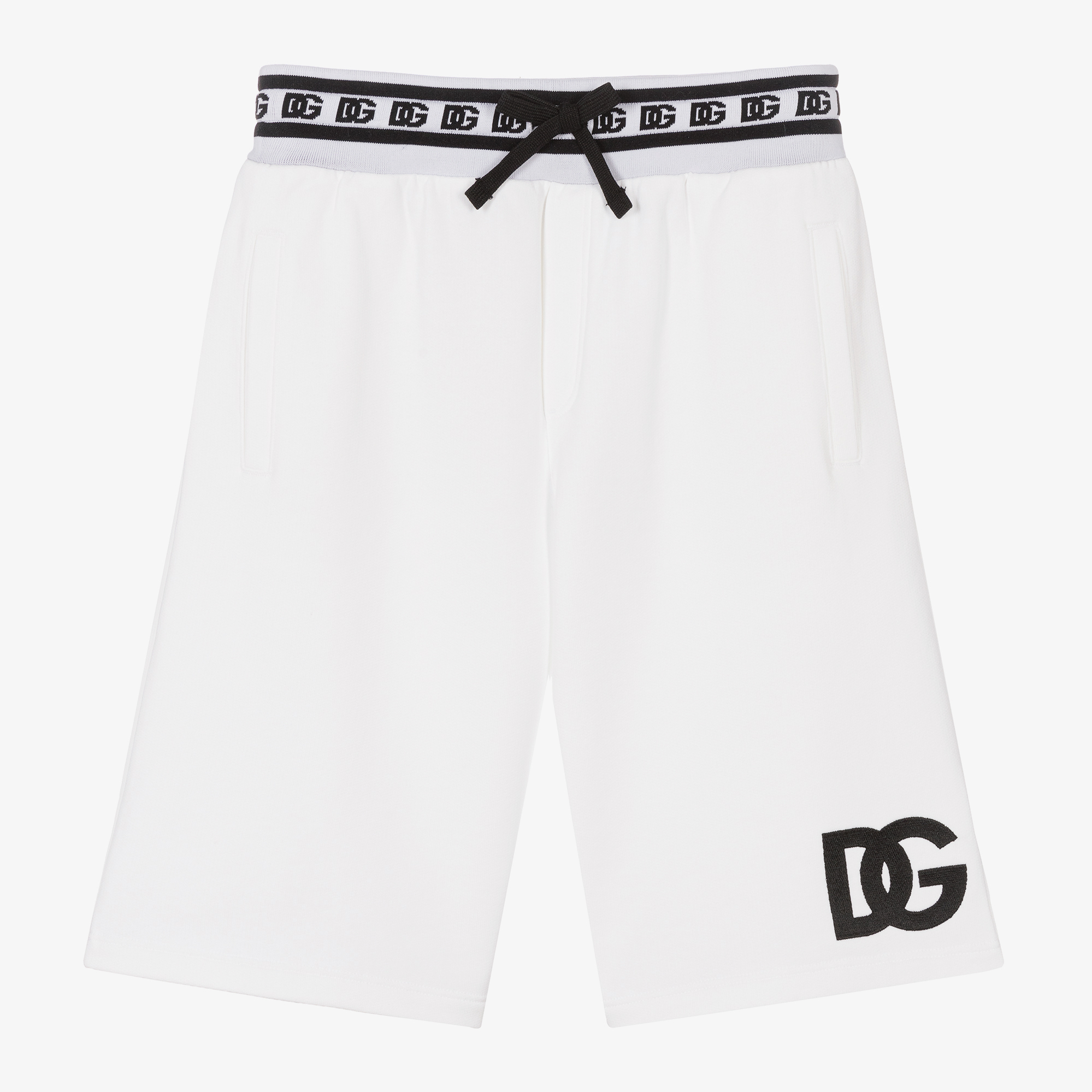 Dolce amp; Gabbana Kids logo-plaque drawstring shorts - Black
