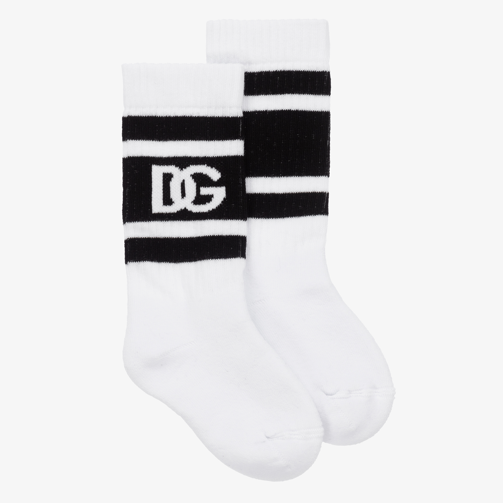 Dolce & Gabbana - White & Black Crossover DG Socks