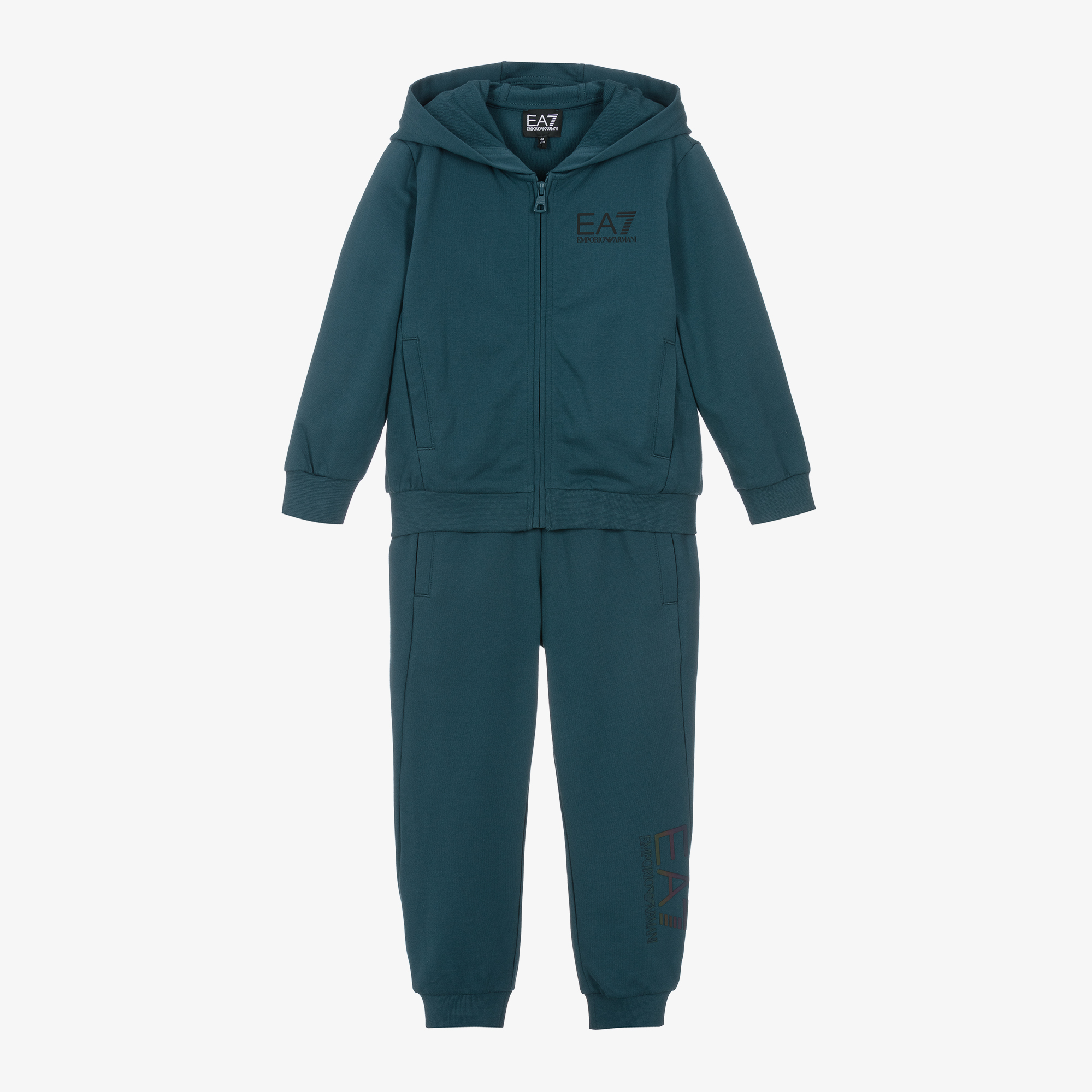 EA7 Emporio Armani Boys Teal Blue Cotton Tracksuit