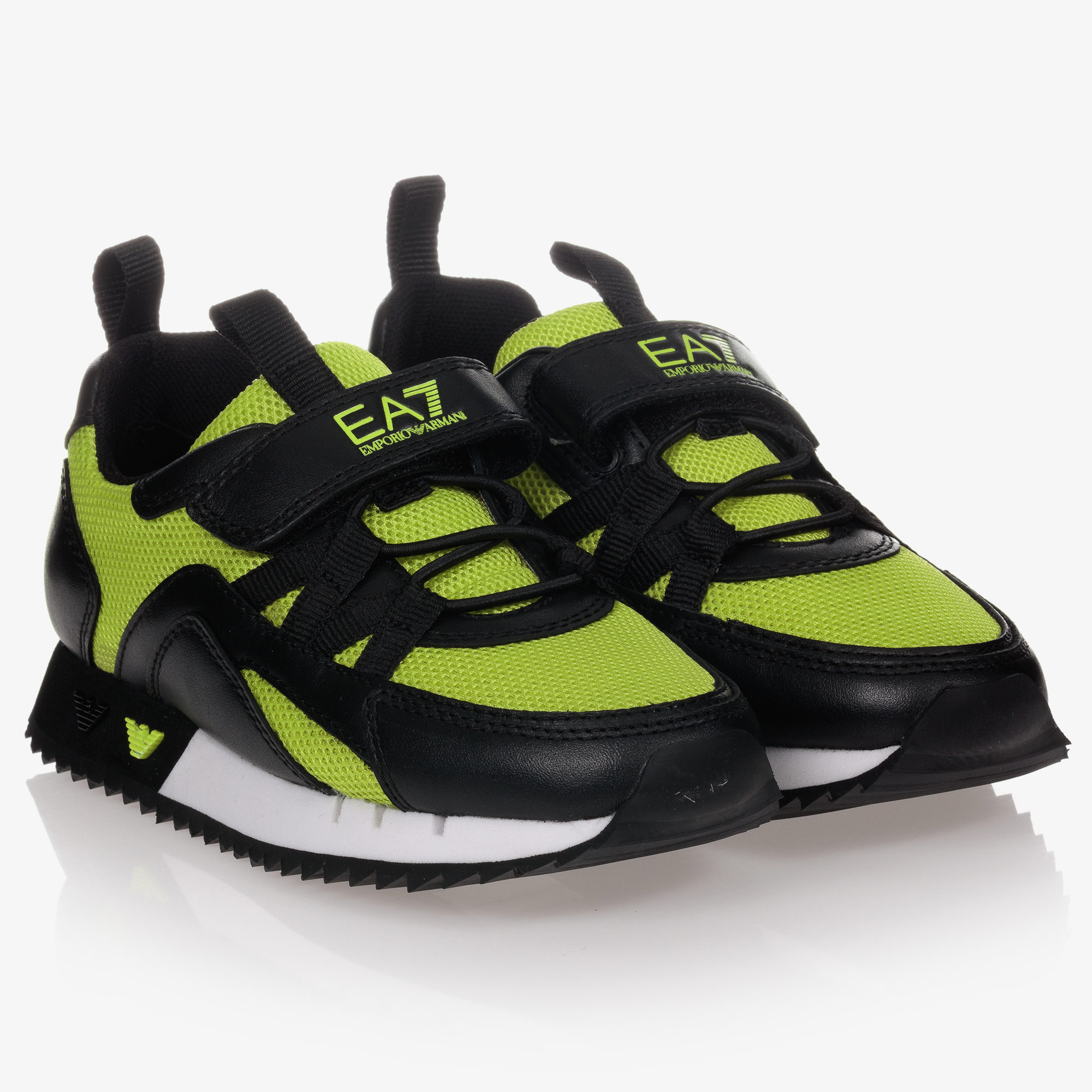 EA7 Emporio Armani Green Black Logo Trainers Childrensalon Outlet