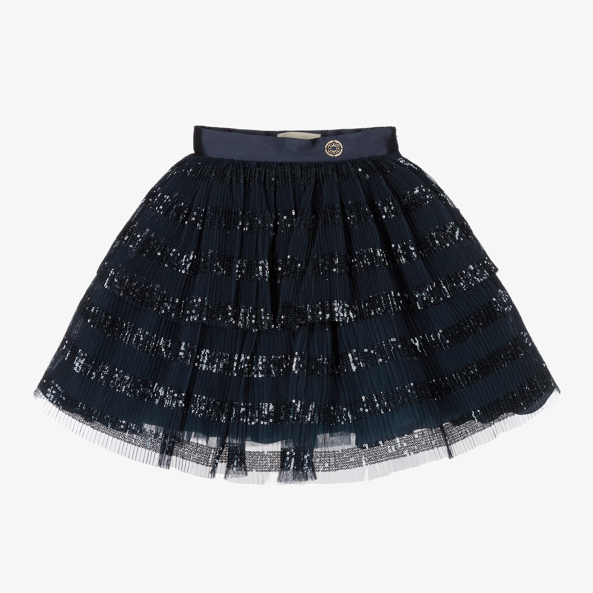 Elie Saab Girls Blue Pleated Tulle Skirt