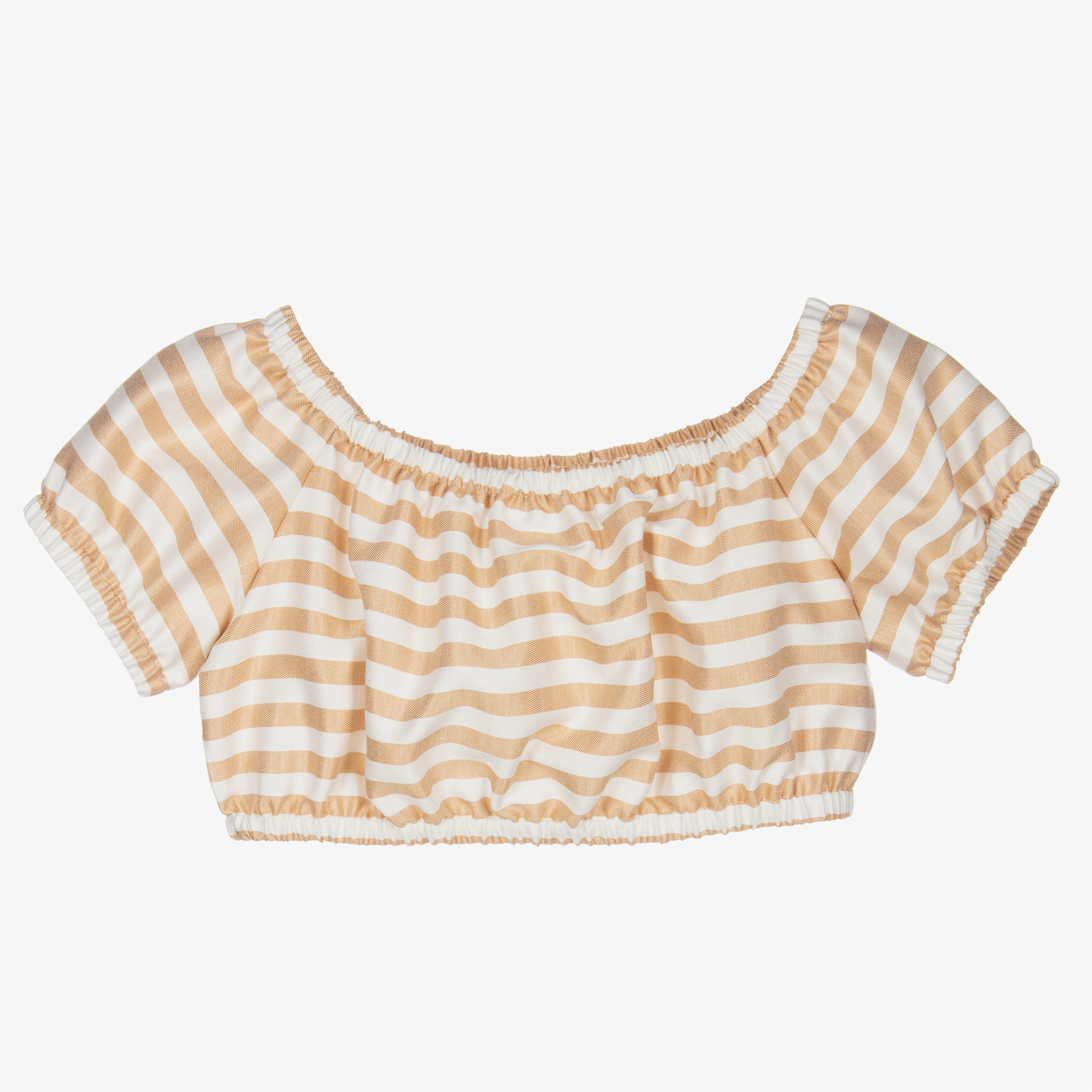 Elsy - Beige & White Cropped Top | Childrensalon Outlet